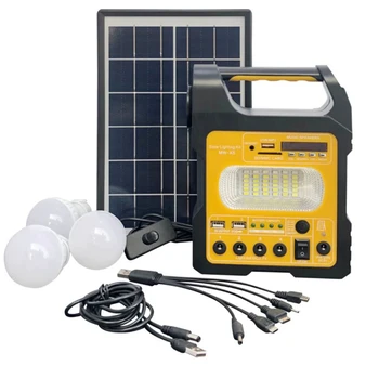 Портативный солнечный генератор мощностью 6 Вт, комплект мини-солнечных панелей для наружного питания, зарядка аккумулятора, светодиодная система освещения с 3 светодиодными лампочками