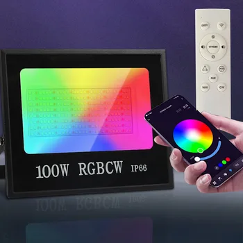 Прожекторы RGBCW мощностью 100 Вт IP66, управляемые приложением RGB Прожекторы с дистанционным управлением, прожектор для вечеринки, сценический Пейзажный прожектор