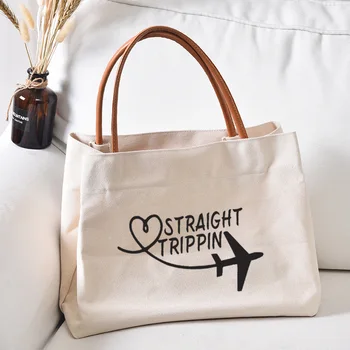 Прямая женская сумка-тоут Trippin, холщовая сумка, Подарки для работы, Пляжные покупки, Ланч, дорожная сумка, индивидуальная прямая поставка
