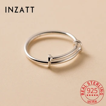 Регулируемое кольцо из настоящего стерлингового серебра 925 пробы INZATT Line для модных женщин, классические изысканные ювелирные изделия, минималистичные аксессуары в подарок