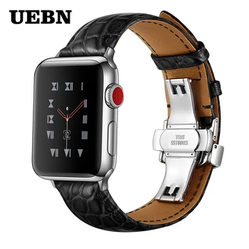Ремешок из натуральной кожи с пряжкой-бабочкой для Apple Watch Series 5, ремешок для часов iWatch 4, 40 мм, 44 мм, 42 мм, 38 мм, ремешки, ремешки