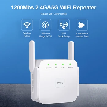 Ретранслятор Wi-Fi 5G, усилитель сигнала Wi-Fi, расширитель сети Wi-Fi, усилитель Wi-Fi 1200 Мбит / с, беспроводной ретранслятор Wi-Fi на большом расстоянии 5 ГГц