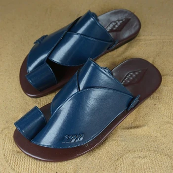 Римские сандалии, мужская летняя обувь, большой размер 48, мужские тапочки из искусственной кожи с открытым носком, пляжные вечерние сандалии на плоской подошве