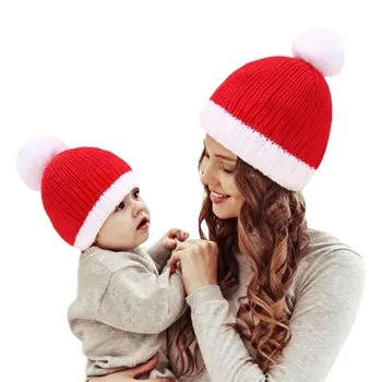 Рождественская шапка для взрослых и малышей, Цветная нашивка, Бархатная вечеринка с большим шаром, Праздничная Шапка Санты /Перчатки