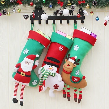 Рождественский чулок Подарочный пакет Милые детские носки для девочек и мальчиков Хлопковые носки для новорожденных с плотным принтом для рождественских подарков