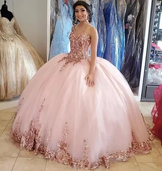Розовое бальное платье ANGELSBRIDEP Quinceanera, элегантные платья для вечеринки в честь Дня рождения принцессы с аппликацией Anos Illison от 15 лет