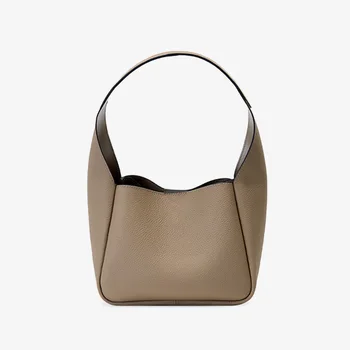 Роскошная женская однотонная сумка-тоут из натуральной кожи, сумка-ведро из воловьей кожи, минимализм, сумки-мессенджеры большой емкости, S5485