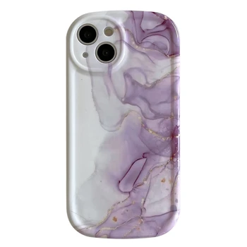 Роскошный Противоударный Бампер Фиолетовый Мраморный Гранитный Чехол Для Телефона iPhone 13 12 11 Pro XS Max XR X Мягкая Силиконовая Задняя Крышка Coques