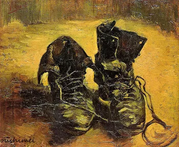Ручная роспись пары старых ботинок, картина маслом на холсте, ручная роспись стен, Картина, обувь в стиле импрессионизма, картина маслом