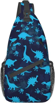 Рюкзак-слинг для женщин, мужчин, дорожный походный рюкзак, сумка через плечо с разноцветными динозаврами, повседневные сумки-слинги