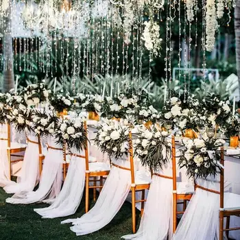 свадебное украшение 1 м Рулон тюля, хрустальная органза, прозрачная ткань для фона вечеринки по случаю дня рождения, створки свадебного стула, пряжа для декора,