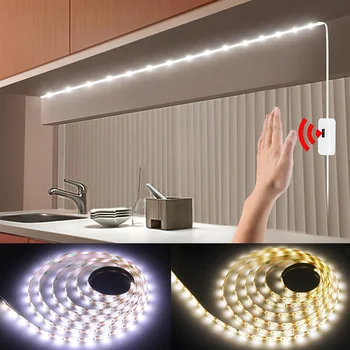 Светодиодная подсветка движения USB постоянного тока 5 В, светодиодный телевизор, лампа для кухни под шкафом, светодиодная лента, датчик размаха рук, диодные лампы 1-5 м