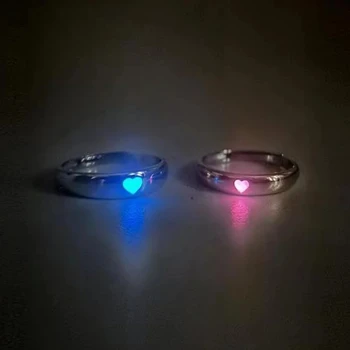 Светящееся кольцо для пары, голубое, розовое, креативное, светящееся в темноте, игровое кольцо в тон для женщин и мужчин, украшения в подарок на День Святого Валентина
