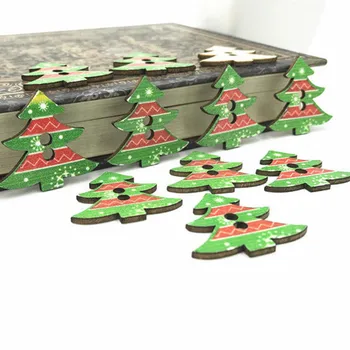 Сделай сам 80шт Рождественская елка со снежинками узор Деревянные пуговицы для шитья скрапбукинг 29 мм