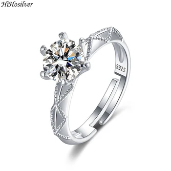 Серебряная игла HiHosilver 925 Женская мода, высококачественные ювелирные изделия, кольцо с шестью кристаллами и цирконом HS0180
