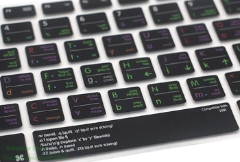 Силиконовая Крышка клавиатуры Vim/Vi Функциональные Сочетания Горячих клавиш для Старого Macbook Pro 13 15 Евро Ес США Для Macbook Air 13.3