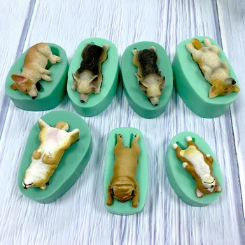 Силиконовые формы в форме собаки Собака породы Чихуахуа Померанский шпиц 3D Форма для помадки Инструменты для украшения торта Шоколадная Керамическая Глиняная Форма из смолы
