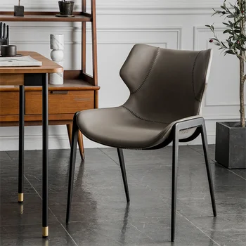 Скандинавские легкие Роскошные кожаные обеденные стулья, современный минималистичный домашний стол, Дизайнерская спинка, Ретро-кресло для отдыха, мебель для дома