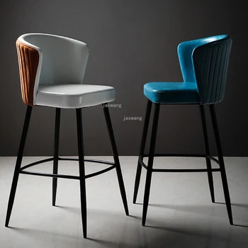Скандинавские минималистичные барные стулья из полиуретана, легкие барные стулья класса Люкс с мягкой спинкой, современные железные стулья для отдыха, Барная мебель