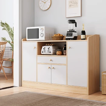 Скандинавские многослойные деревянные кухонные шкафы Простая кухонная мебель Домашний буфет В гостиной Шкаф для хранения от пола до потолка