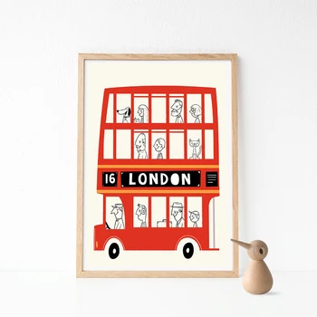 Скандинавский Милый Художественный Плакат С Принтом Сити Лондон Красный Автобус Холст Картина Детский Автобус Настенная Картина Для Детской Комнаты Художественное Оформление Без Рамки