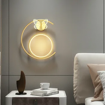 Скандинавский простой креативный светодиодный настенный светильник с бабочкой Подходит для прихожей лампы прикроватной тумбочки в спальне фонового настенного освещения в гостиной