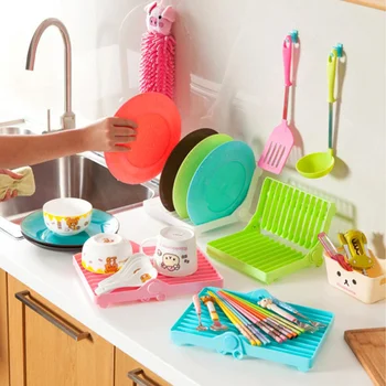 Складная сушилка для посуды, Органайзер, Сливное Устройство, Пластиковый Держатель для хранения, Белые Кухонные Инструменты для хранения