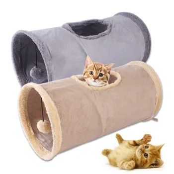 Складной туннель для кошек, Замшевая ткань, Щенок, играющий в кролика, Погоня, Туннельная трубка в помещении для игровых упражнений, игрушки для домашних животных, обучающие прятаться