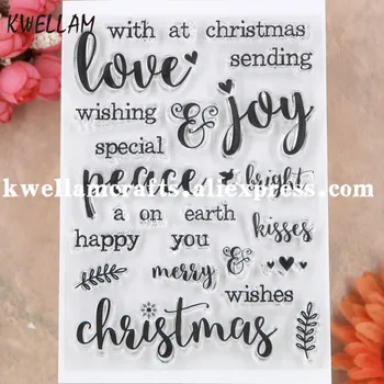 Слово Счастливого Рождества с Любовью радостью миром яркими пожеланиями Альбом для Вырезок фотокарточки резиновый штамп прозрачный штамп 9112543