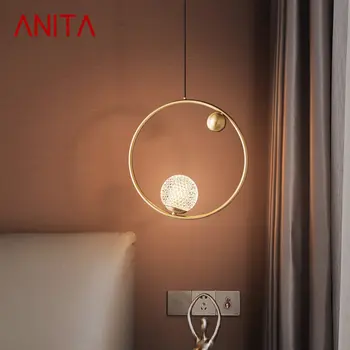 Современная Медная Люстра ANITA LED Gold Brass Подвесные Светильники Простого Дизайна Креативного Декора Для Домашней Спальни
