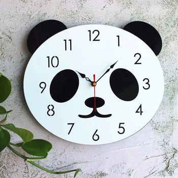 Современное креативное украшение детской комнаты, мультяшные настенные часы, акриловые часы в форме панды, украшение дома, бесшумные настенные часы