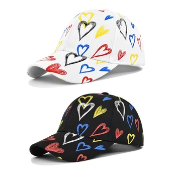 Спортивная кепка с принтом в форме сердца, бейсбольная кепка с граффити, модная бейсболка, папина шляпа от солнца, шляпа для путешествий, походов по магазинам