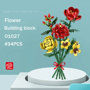 Строительные блоки, Цветок, Мини-растение, Букет в горшке, украшение для дома, 3D-модель, Строительные блоки 