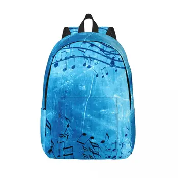 Студенческая сумка, музыкальный рюкзак на синем фоне, легкий рюкзак для родителей и детей, сумка для ноутбука