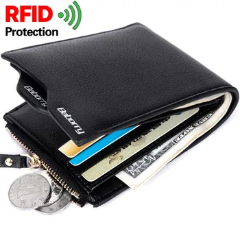 Сумка для монет с защитой от кражи RFID, мужские кошельки на молнии с карманом, блокирующим идентификатор, мини-тонкий кошелек, автоматический всплывающий кошелек для кредитных карт, монет