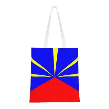 Сумка-тоут для покупок с флагом острова Реюньон Kawaii 974, предназначенная для вторичной переработки, холщовая сумка для покупок в продуктовых магазинах Reunionese Proud