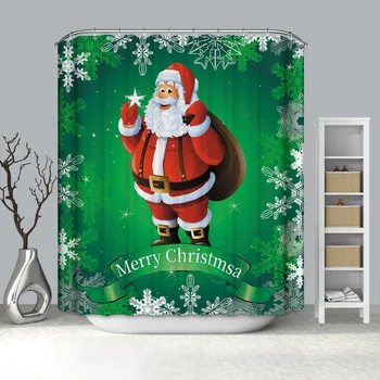 Счастливого Рождества, Занавеска для душа с 3D принтом Санта-Клауса, домашний декор стен, водонепроницаемые затемняющие шторы для ванной из полиэстера, Ширма для ванны