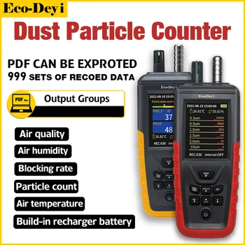 Счетчик частиц пыли Eco-DEYI для измерения качества воздуха может экспортировать данные Pm0.3 PM10 Pm2.5,3/6 каналов Обнаружения Счетчика частиц пыли