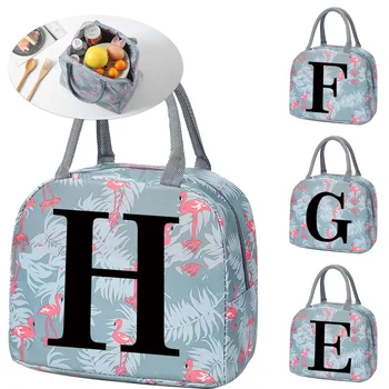 Термосумки для ланча Холщовая черная сумочка с надписью Коробка для завтрака для пикника для школьников Flamingo Сумка-холодильник для ланча