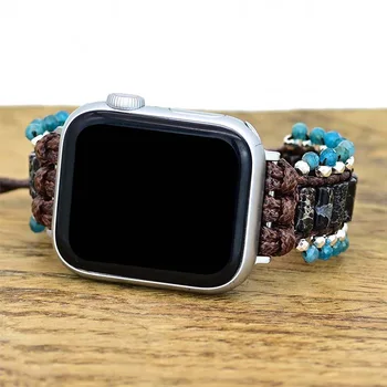 Тканый ремешок из черного императорского камня для Apple Watch 8, винтажный браслет для iWatch 7 5 4 Se, ремешок 44 мм, 40 мм, 42 мм