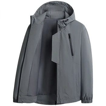 Тренд 2023 года, Новые дикие походные куртки для кемпинга, Однотонная мужская повседневная одежда на молнии, весенние и осенние ветровки с капюшоном, пальто U250