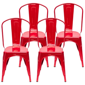 Трехцветный 4 шт стул из листового железа в индустриальном стиле, подходящий для ресторанов, пабов, кафе и многопользовательских мероприятий.