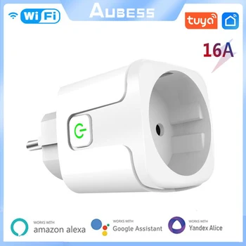 Умная Розетка Aubess EU 16A AC100-240V Wifi Smart Plug Power Outlet, Голосовое Управление Alexa Google Home Для приложения Tuya Smart Life