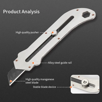 универсальный нож из нержавеющей стали 18 мм, прочный сверхмощный промышленный цельнометаллический нож для обоев, нож для резки бумаги