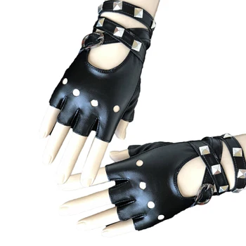 Унисекс перчатки для вождения мужские женские искусственная кожа черный красный белый заклепка диско рок-н-ролл панк-перчатки, ремни, перчатки