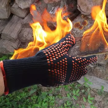 Утолщенные перчатки для барбекю Перчатки для высокотемпературной духовки 500 800 градусов Огнестойкие перчатки для барбекю с теплоизоляцией для микроволновой печи
