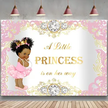 Фон для Душа принцессы Фотография для Душа ребенка для девочек Вспышка для вечеринки с розовым цветком Декоративный Баннер Реквизит для Дня Рождения