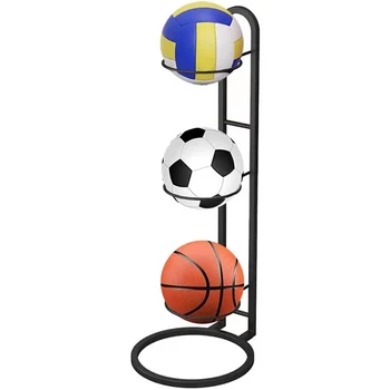 Футбольный Баскетбольный Волейбольный Стеллаж для хранения дисплея, Экономящий пространство, Стойка для баскетбольных аксессуаров, Футбольный стенд в гараже