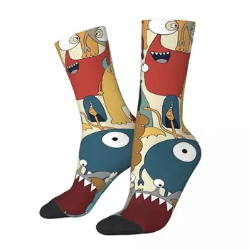 Хип-хоп ретро монстры сумасшедшие мужские носки Унисекс в уличном стиле, бесшовные носки с принтом Funny Happy Crew, подарок для мальчиков