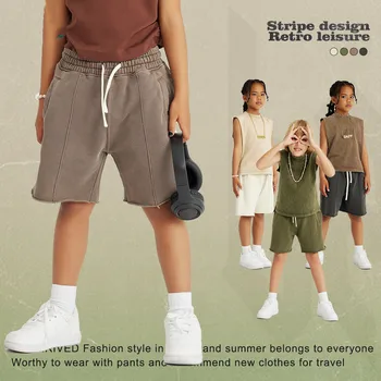 Хлопчатобумажные шорты для мальчиков 2023, летние повседневные штаны в европейском и американском стиле в стиле Ретро, свободные, Мягкие, удобные, высококачественные полуботинки для маленьких мальчиков